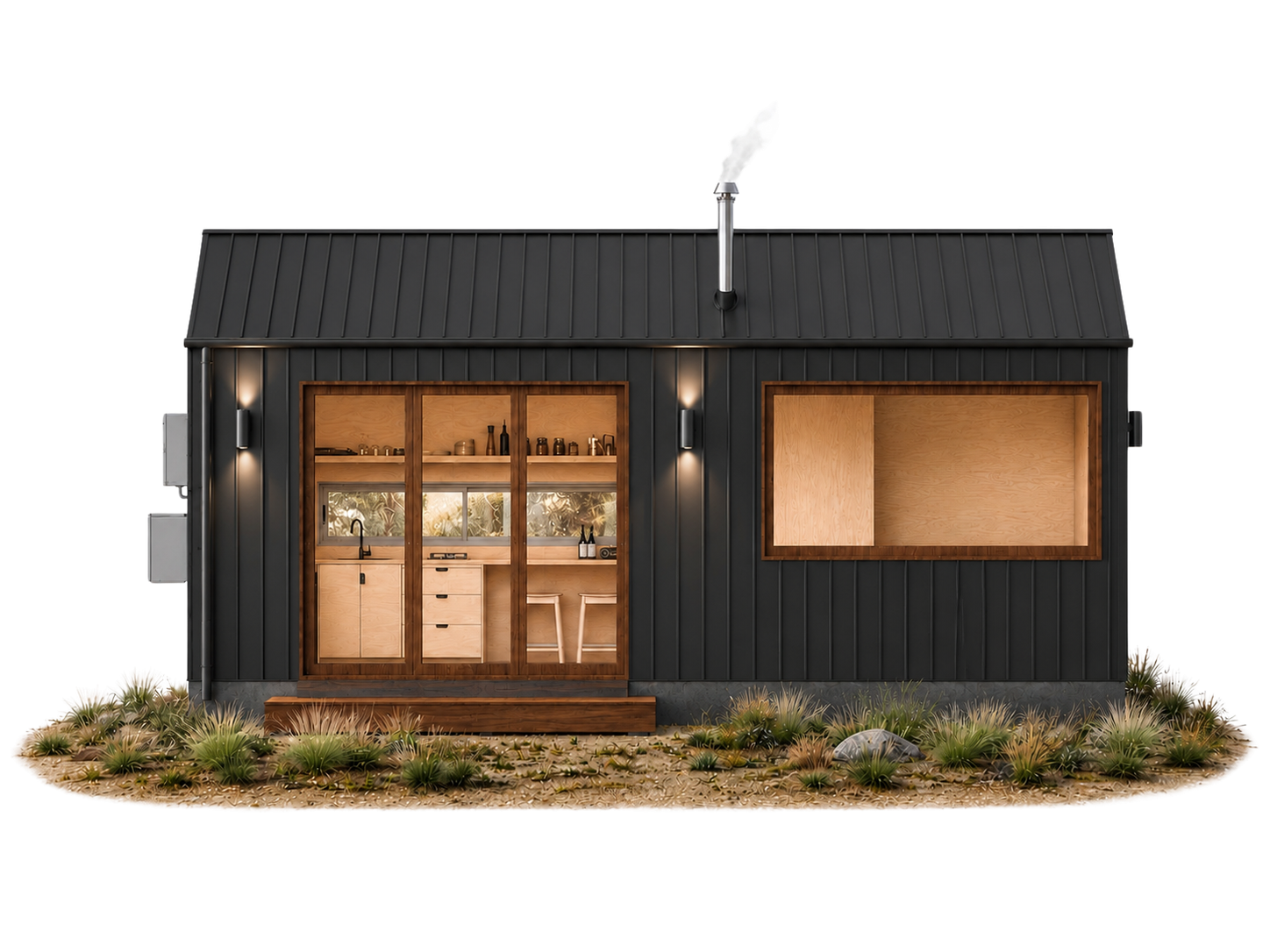 CA-01 cabin render in Standing Seam